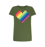 Khaki Colourful Squares Heart Tee Dress