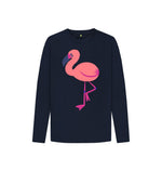 Navy Blue Flamingo Long Sleeve Tee