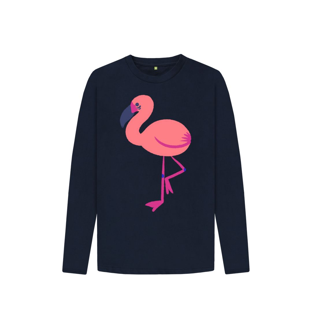 Navy Blue Flamingo Long Sleeve Tee