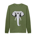 Khaki Geometric Elephant Sweater