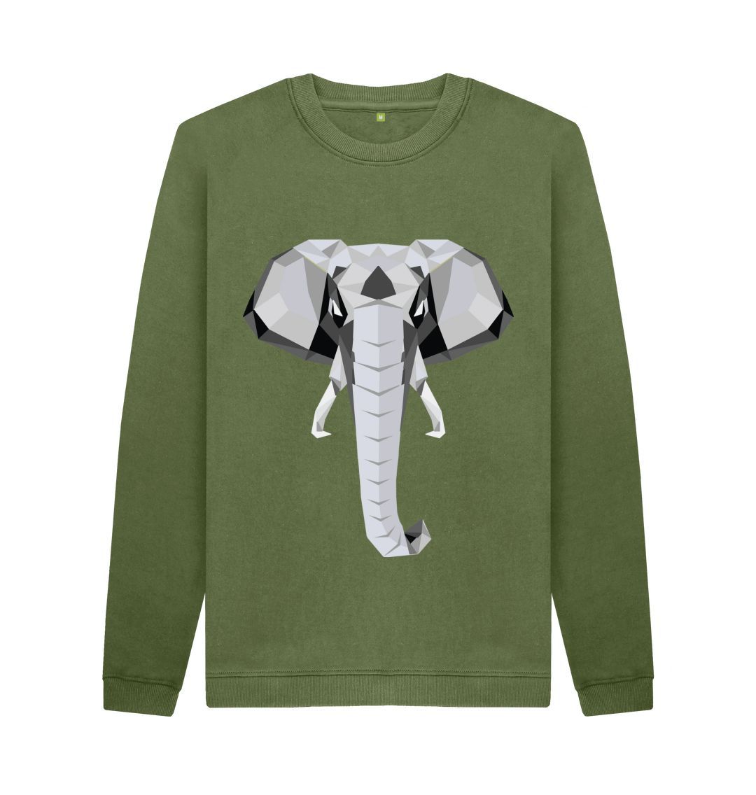 Khaki Geometric Elephant Sweater