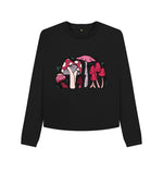 Black Pink Mushrooms Boxy Jumper