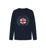 Navy Blue Kids Long Sleeve Flag and Crown Tee