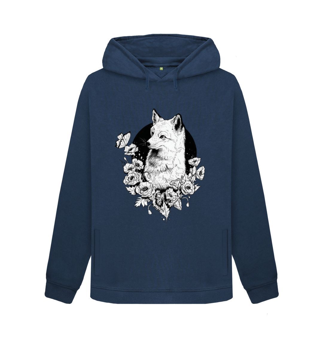 Navy Blue White Fox Hoodie