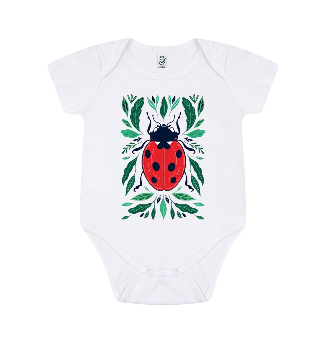 White Short Sleeve Love Ladybird Baby Grow