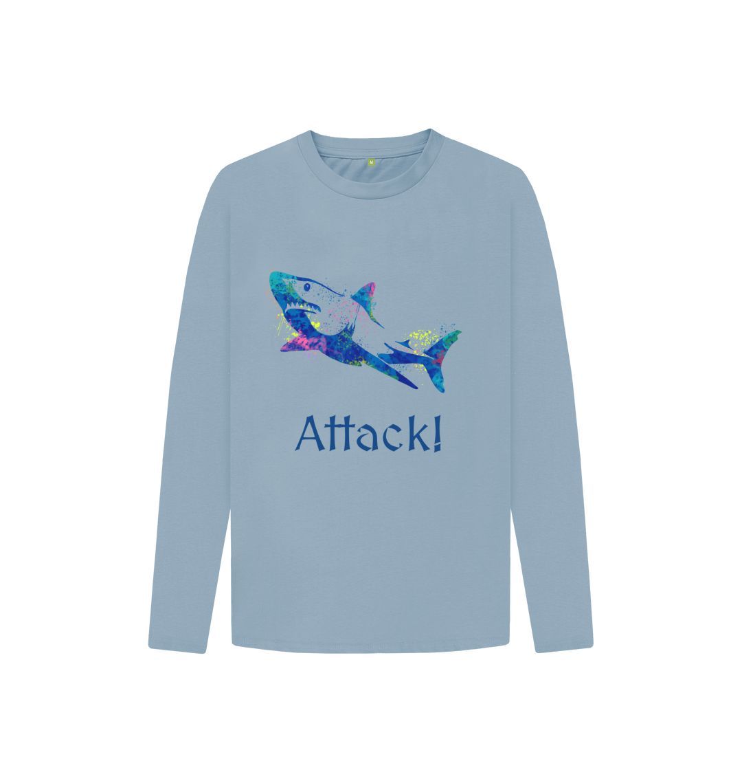 Stone Blue Shark Attack Long Sleeve Tee