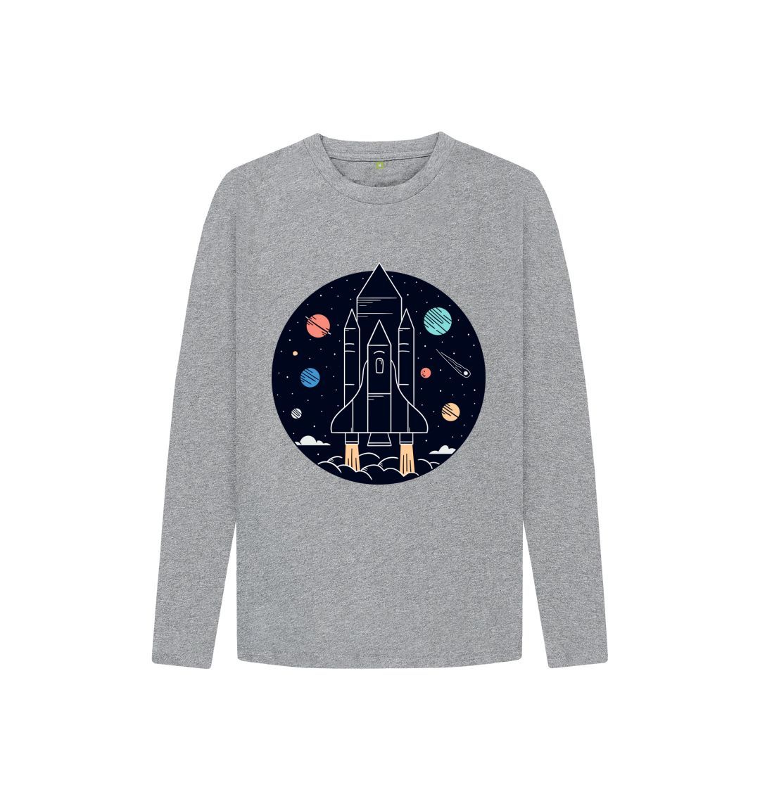 Athletic Grey Space Rocket Long Sleeve Tee