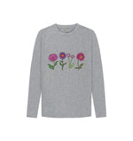 Athletic Grey Flowers Long Sleeve Tee