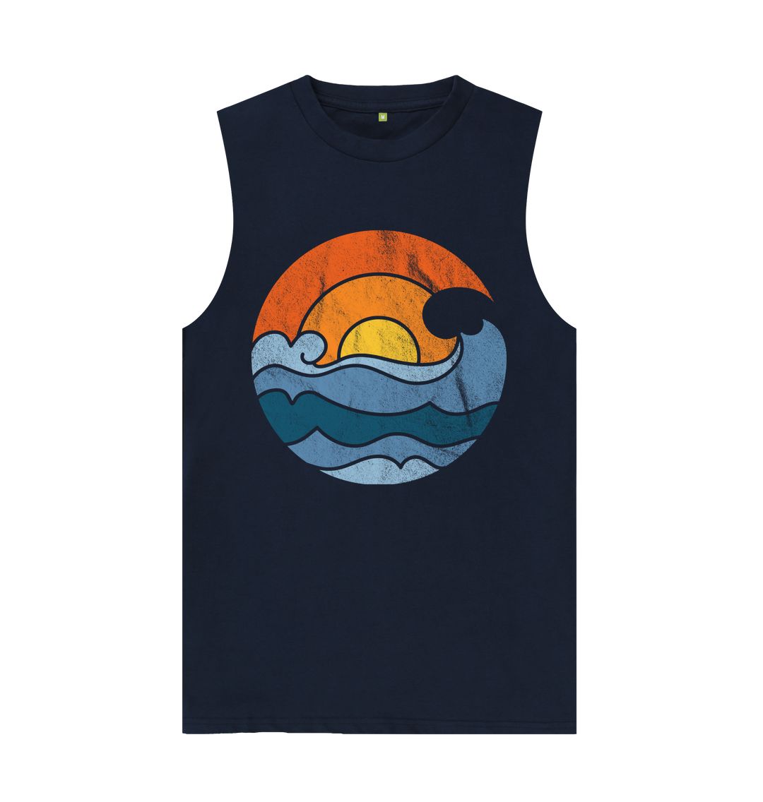 Navy Blue Sunset and Waves Vest