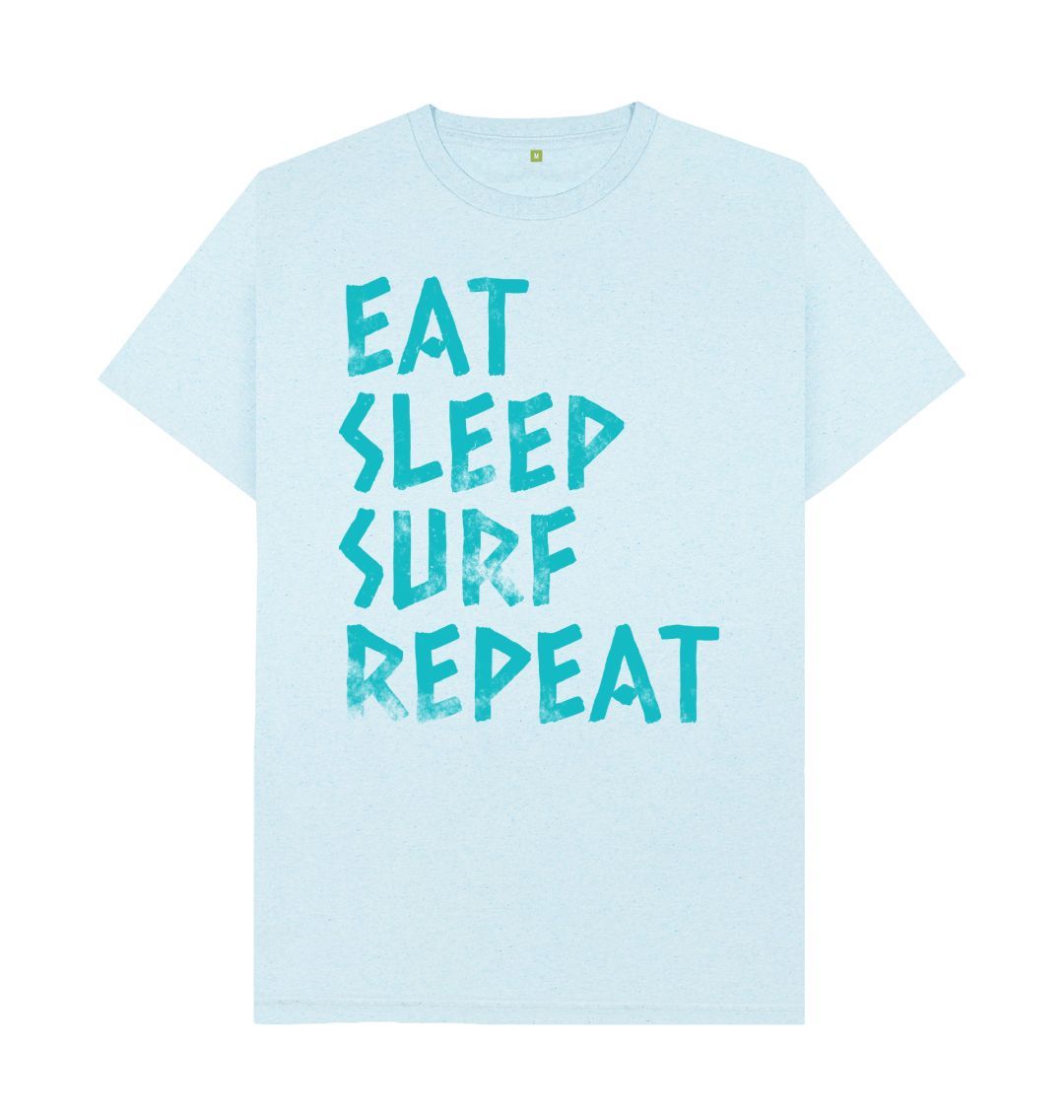 Light Blue Eat Sleep Surf Repeat Tee