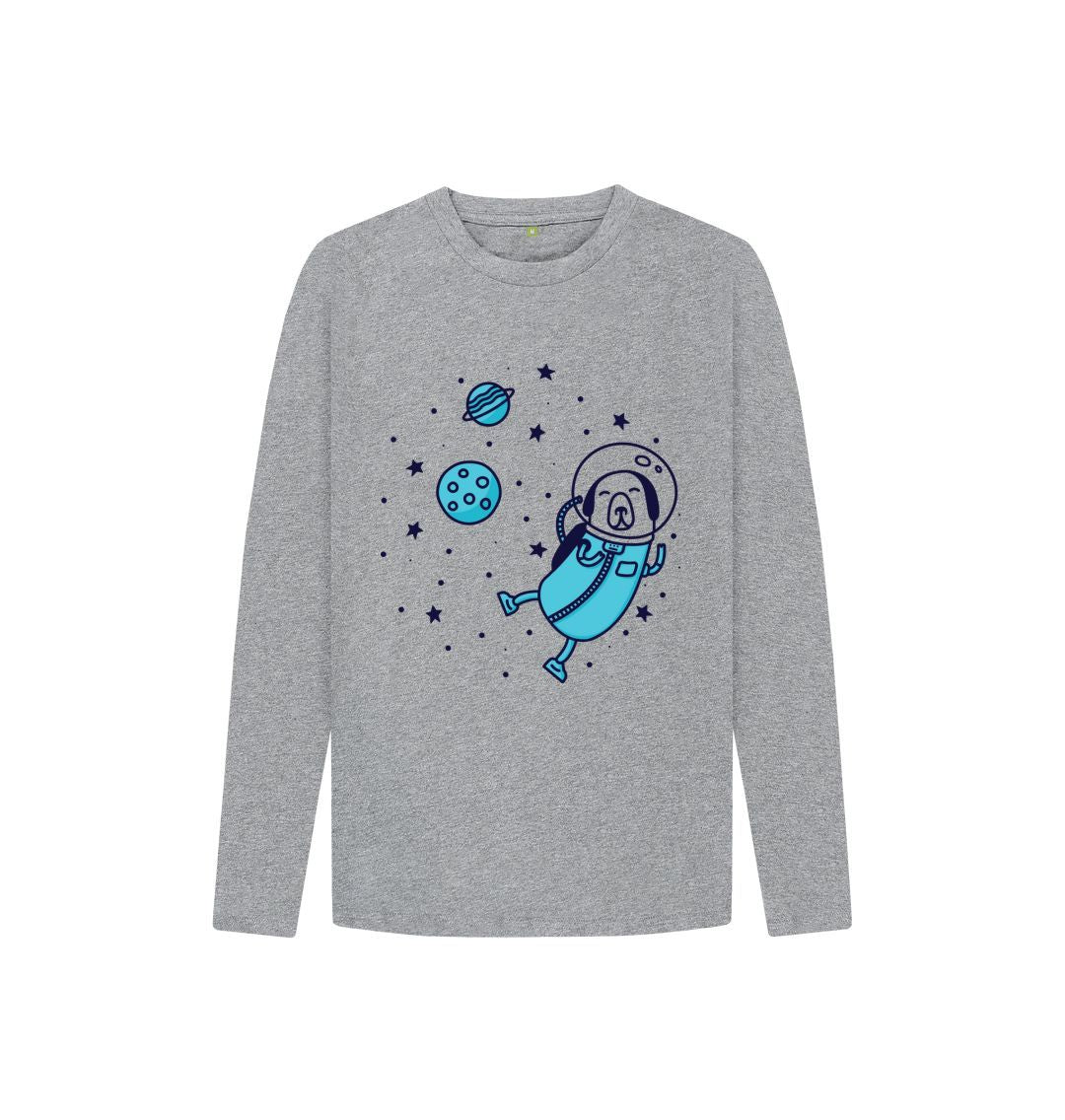 Athletic Grey Dog In The Space Long Sleeve Top