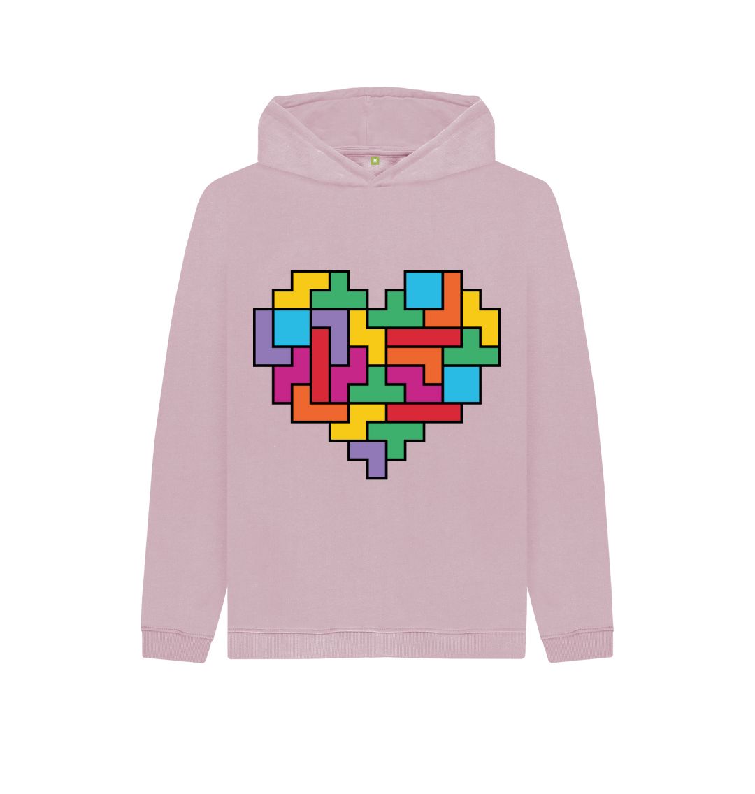 Mauve Tetris Heart Hoody