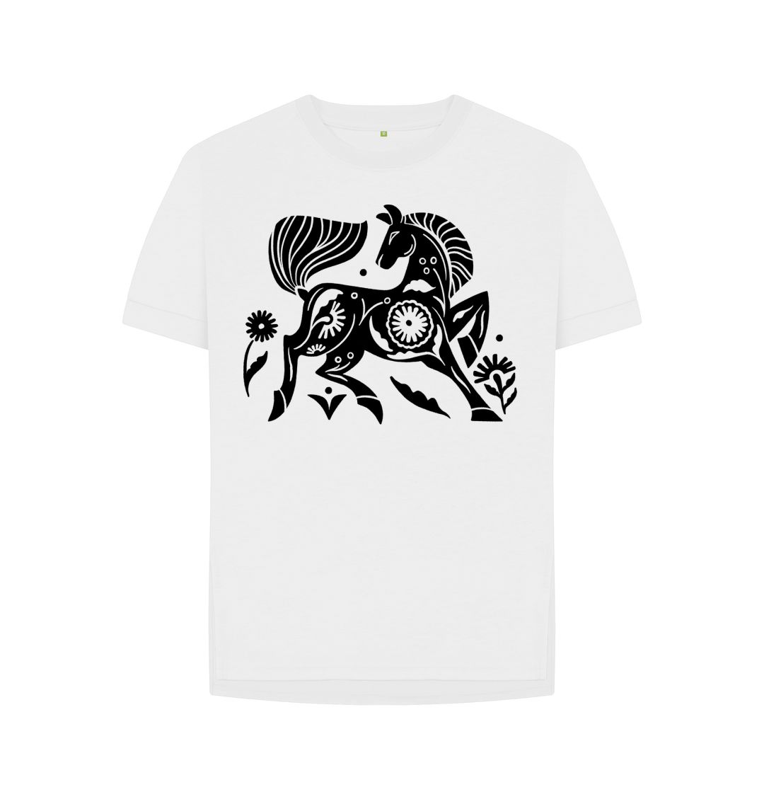 White Flowery Horse Tee