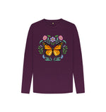 Purple Flowers and Butterfly Long Sleeve Tee