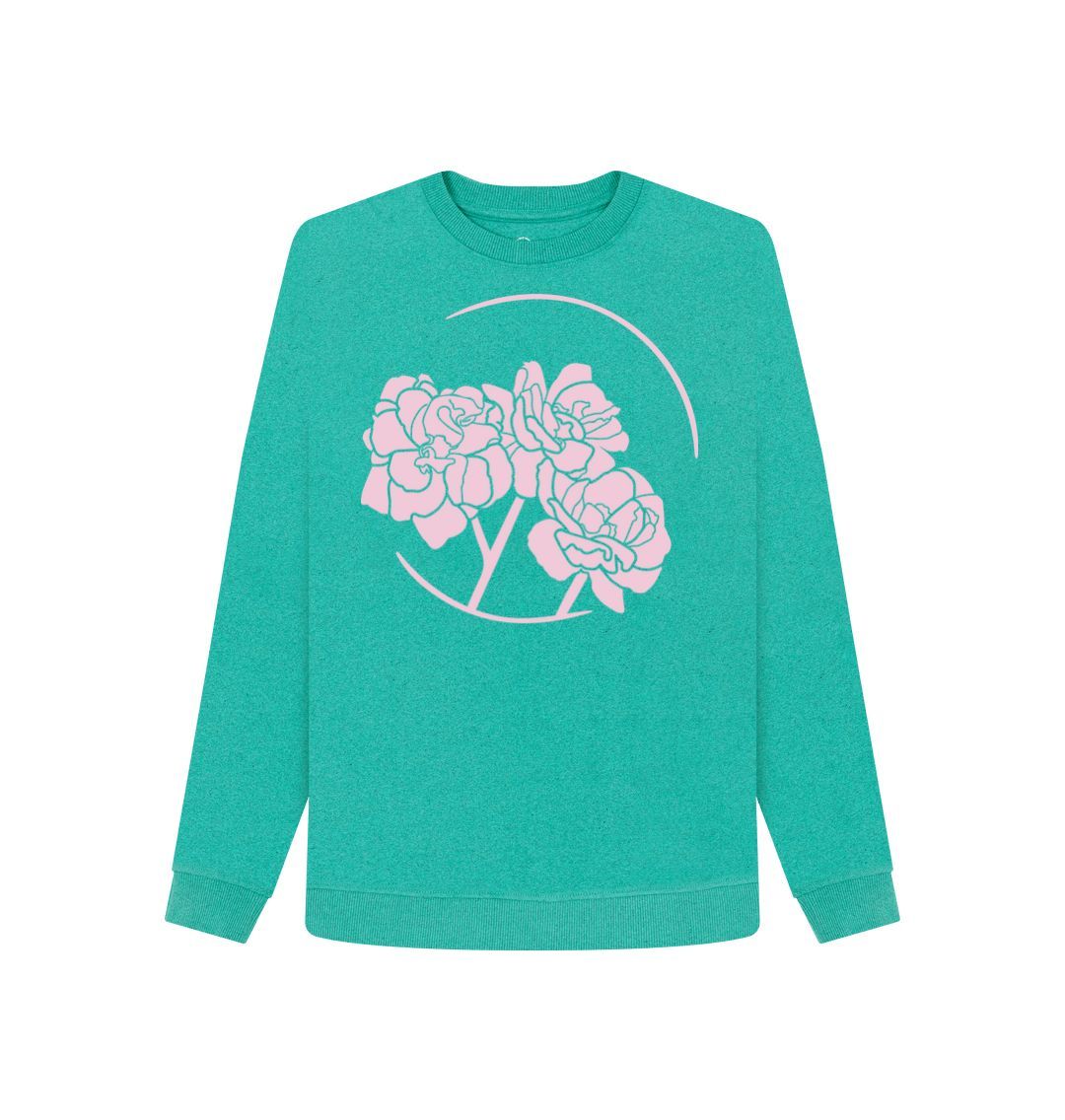 Seagrass Green Pink Rose Remill Sweatshirt