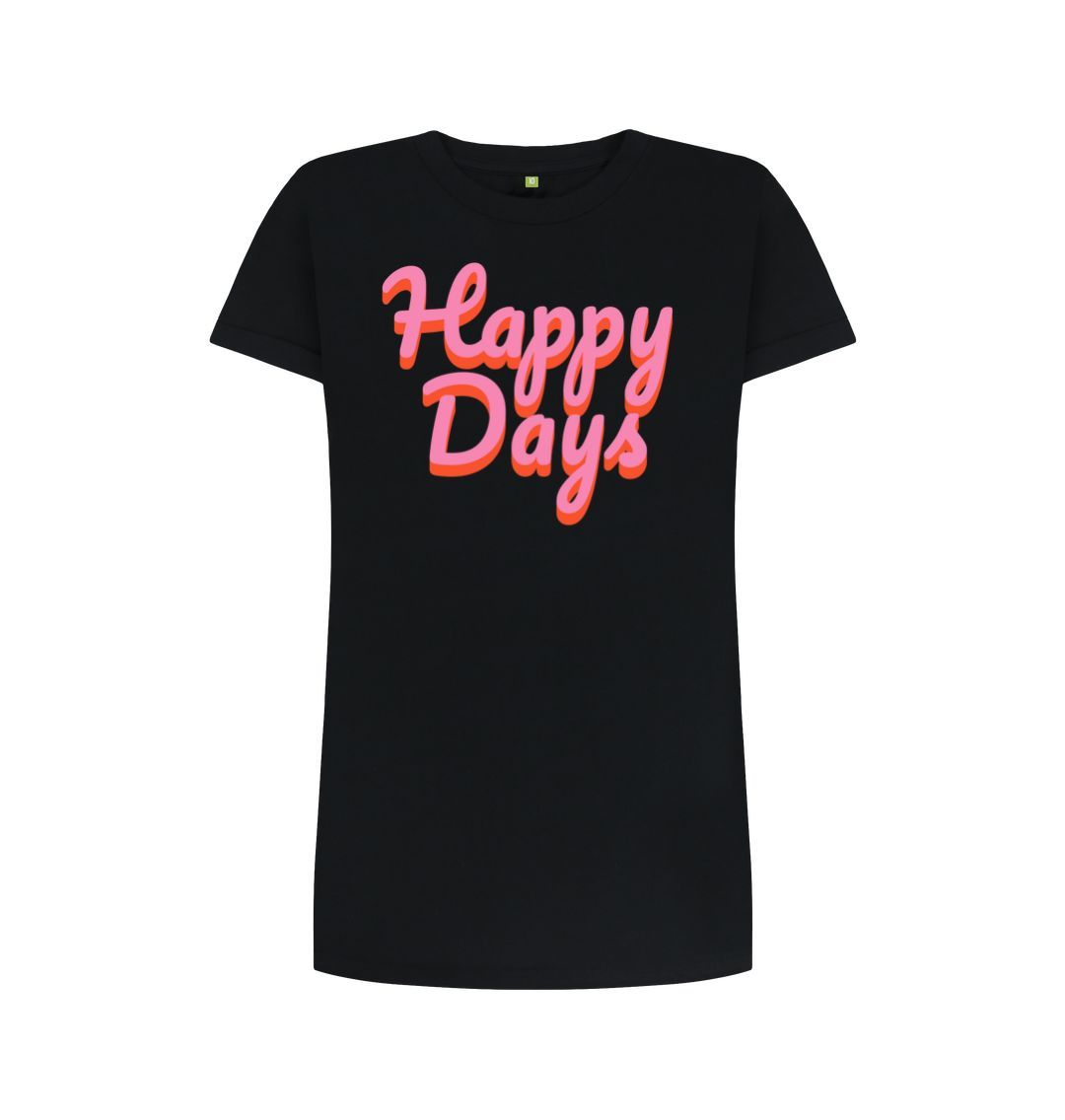 Black Happy Days Tee Dress