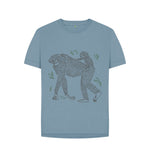 Stone Blue Chimp and Baby Woman's Tee