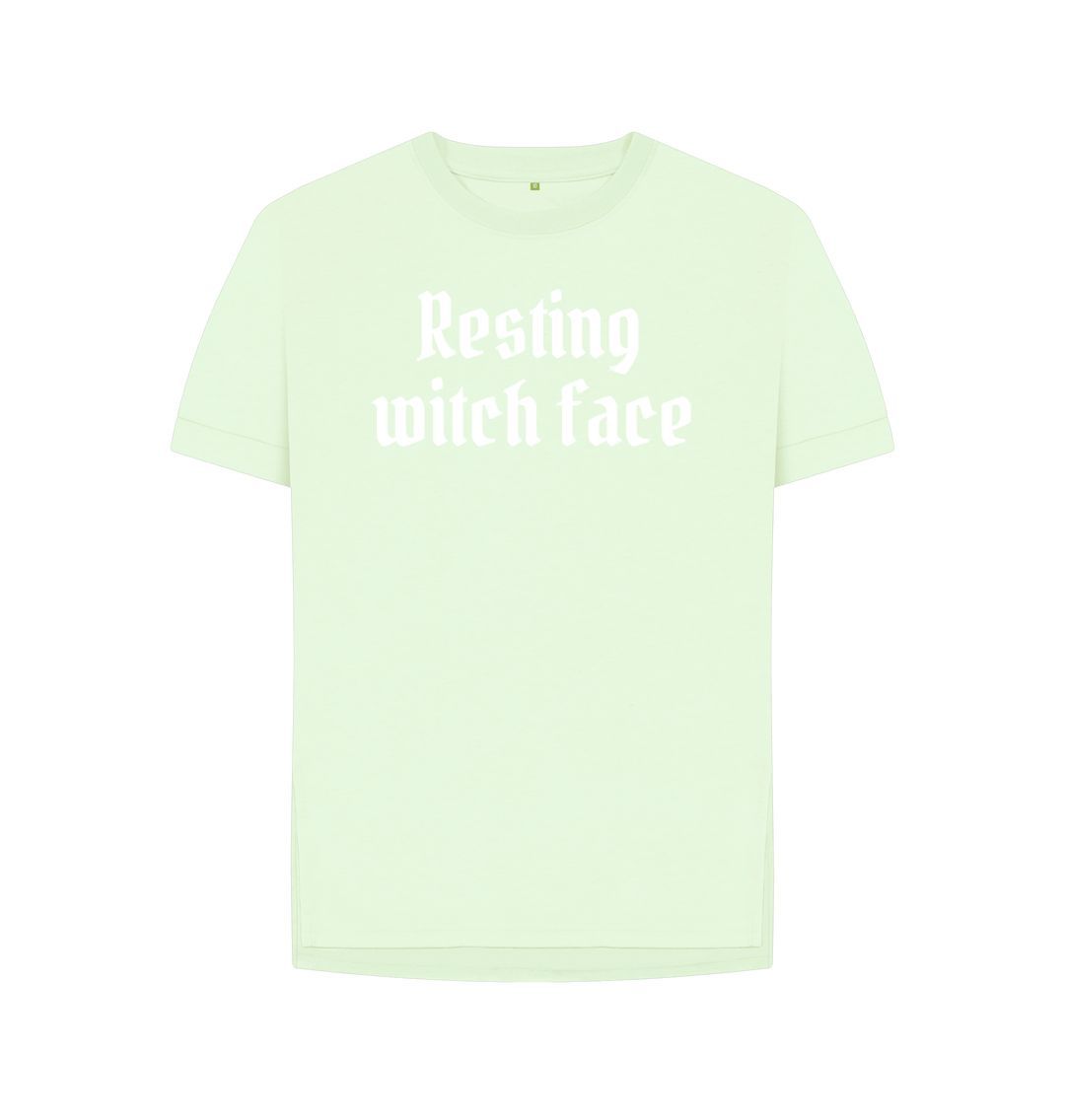 Pastel Green Relaxed Fit Resting Witch Face Tee