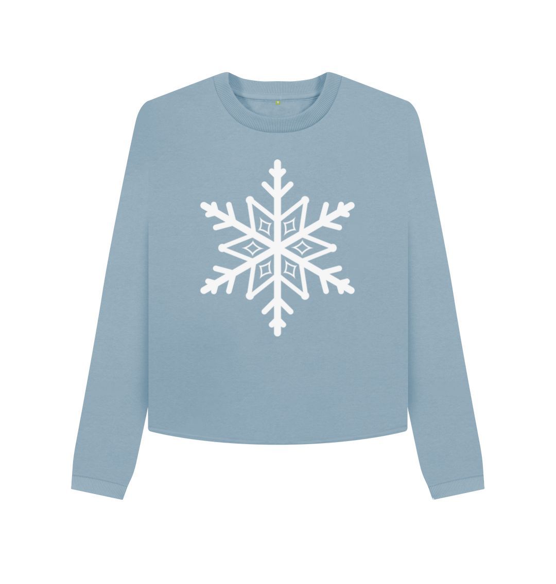 Stone Blue Snowflake Boxy Jumper