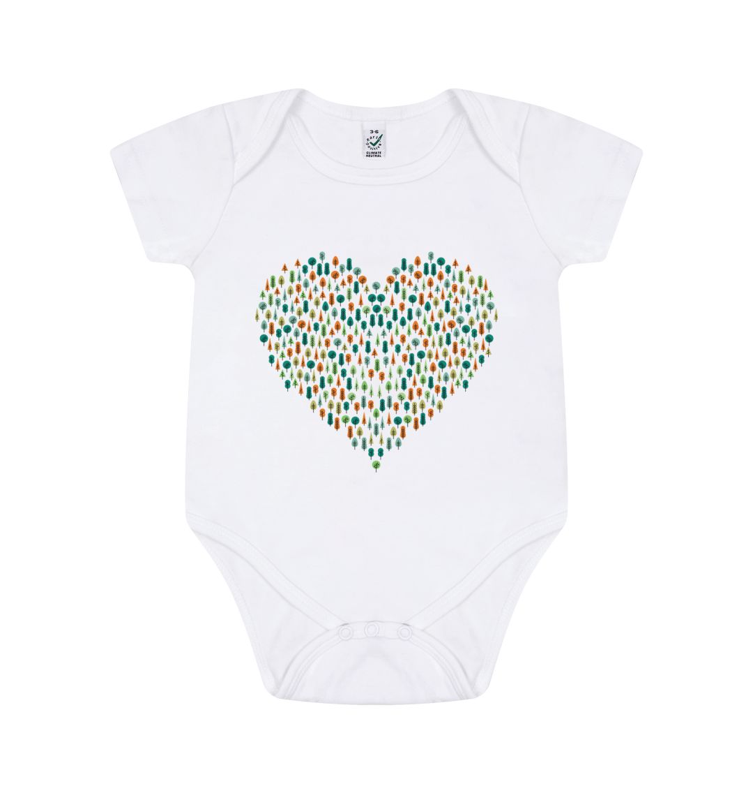 White Short Sleeve Tree Love Baby Grow