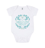 White Short Sleeve Green Moth Baby Grow