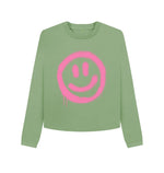 Sage Pink Smiley Boxy Jumper