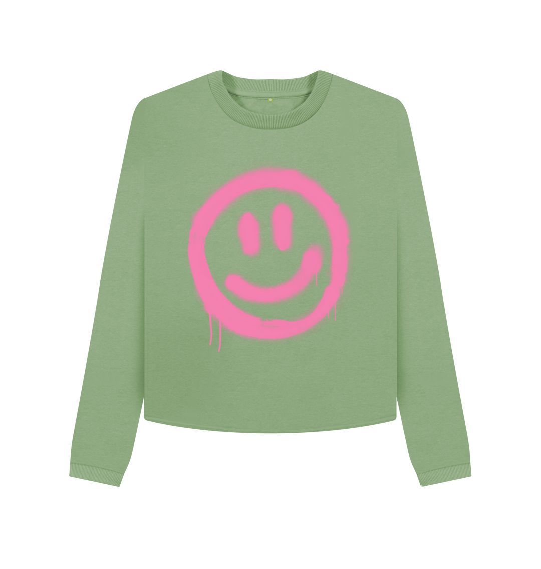 Sage Pink Smiley Boxy Jumper