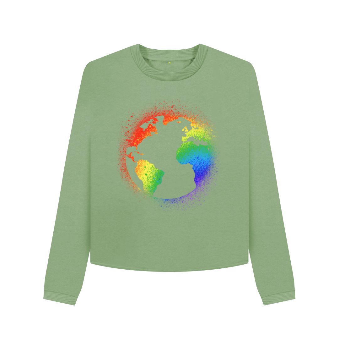 Sage Rainbow World Boxy Jumper