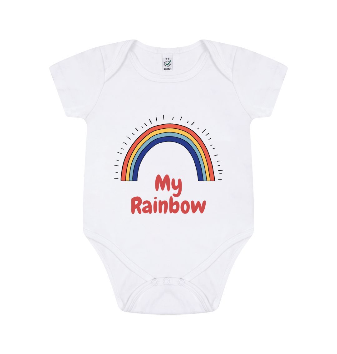 White Short Sleeve My Rainbow Baby Grow