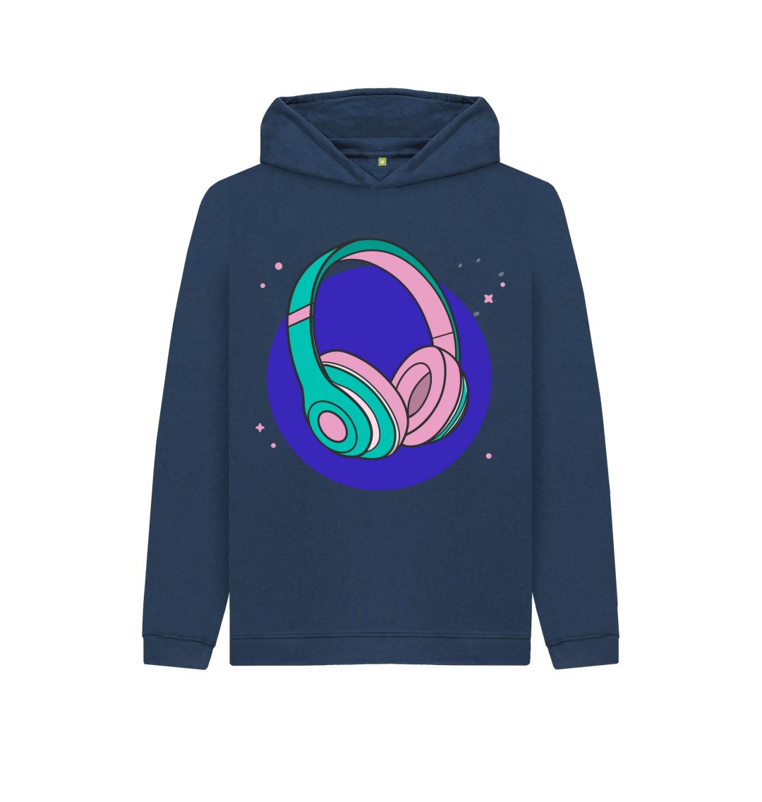 Navy Blue Headphones Hoody