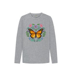 Athletic Grey Flowers and Butterfly Long Sleeve Tee