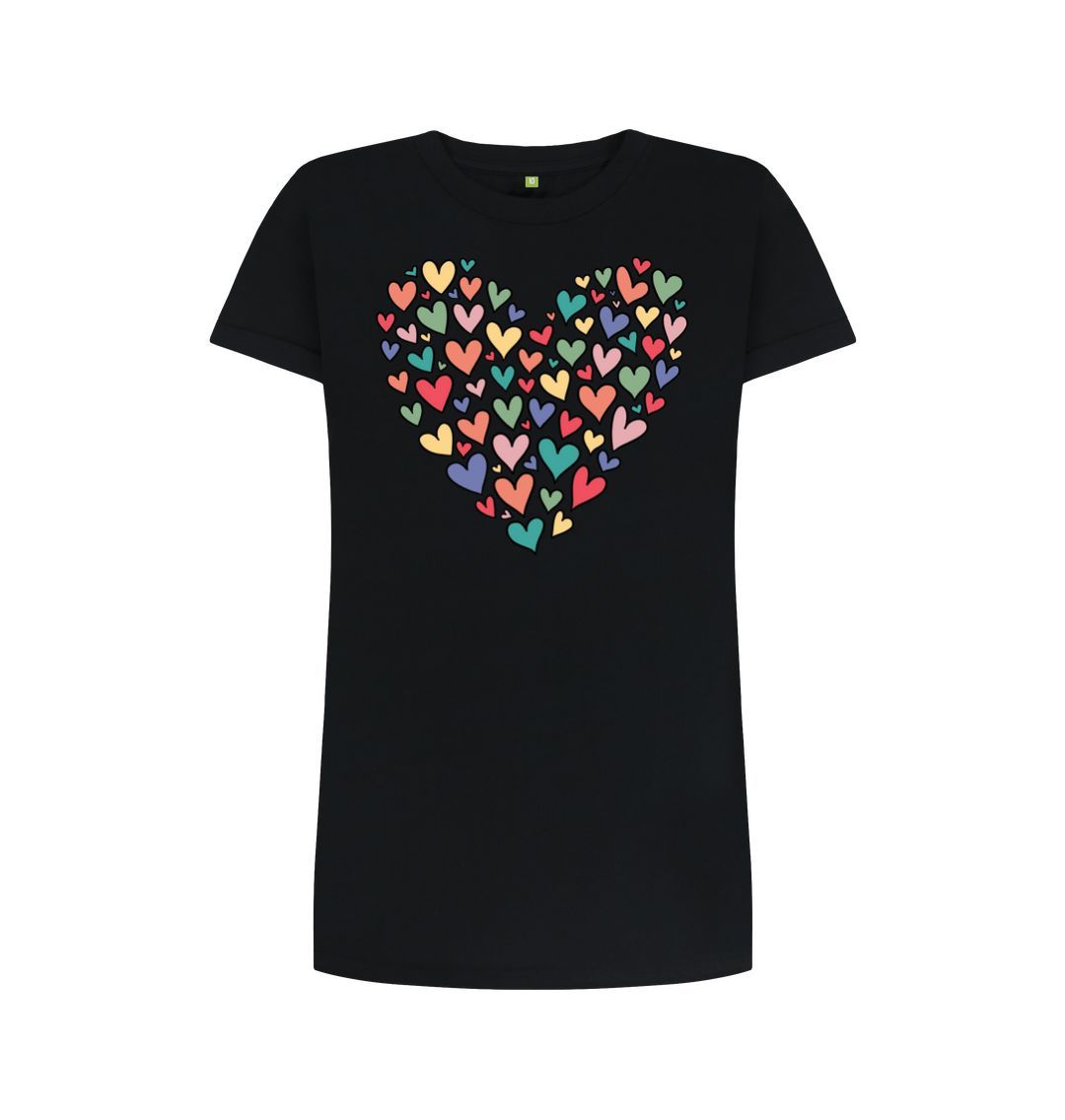 Black Many Hearts In A Heart Tee Dress