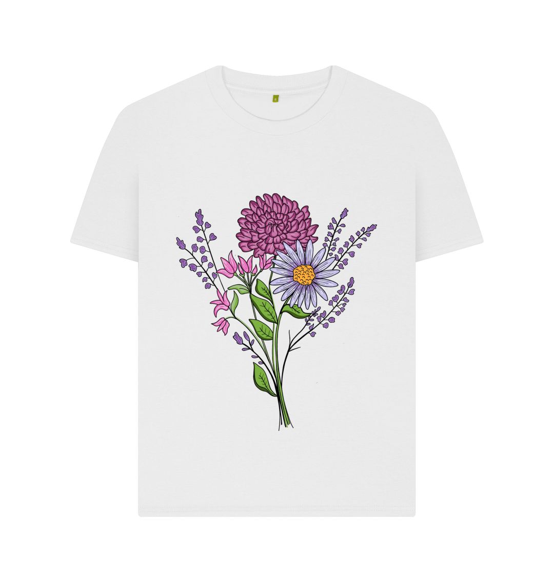 White Pink and Purple Flowers Tee