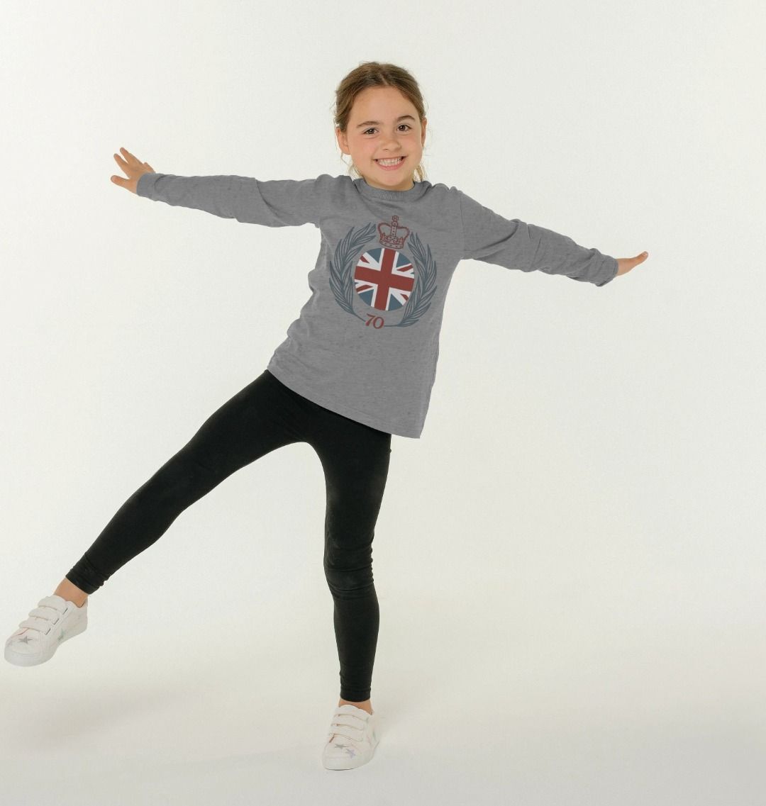 Kids Long Sleeve Flag and Crown Tee