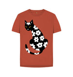 Rust Flowered Cat Tee