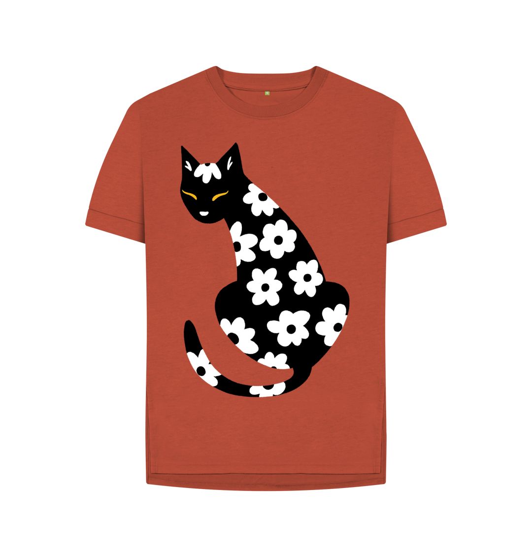 Rust Flowered Cat Tee