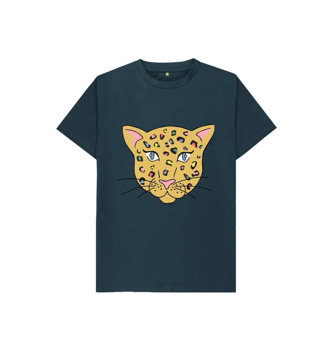 Denim Blue Pink Nosed Cheetah Tee