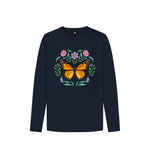 Navy Blue Flowers and Butterfly Long Sleeve Tee